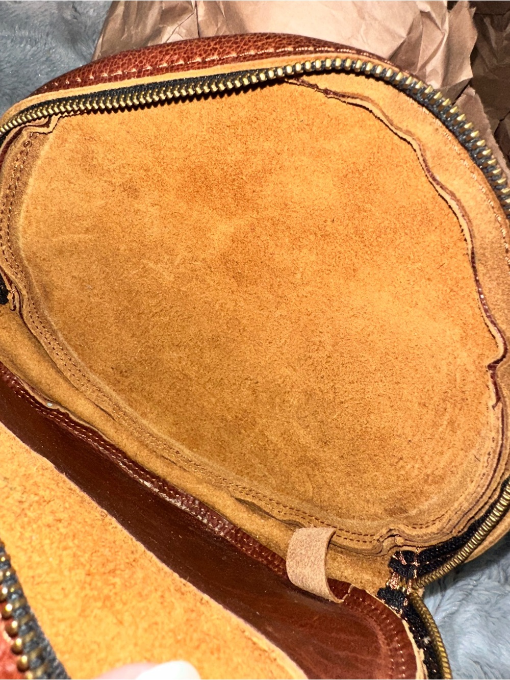 Portland Leather Round Crossbody Bag - Chestnut Brown - Picture 6 of 11